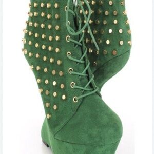 Green Studded Women's Boots